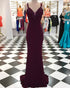 Burgundy Mermaid Prom Dresses with V-Neck Lace Appliques 2019 Sexy Mermaid Party Gowns